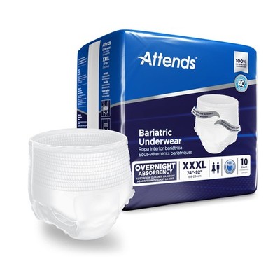 Attends Bariatric Adult Incontinence Underwear, 3X-Large 3X-Large, White 