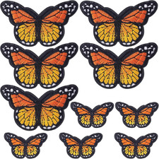 10 PCS Butterfly Iron on Patches, Orange, Multiple Shapes, Iron Sew on Embroider