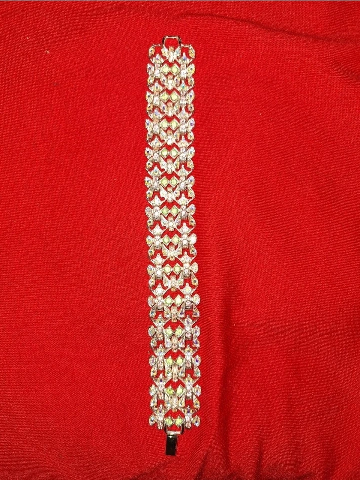 Pulsera RJ Graziano Cristales Austriacos Mujer Vintage Años 90 Rosa Celadón Verde Foto 2 de 4