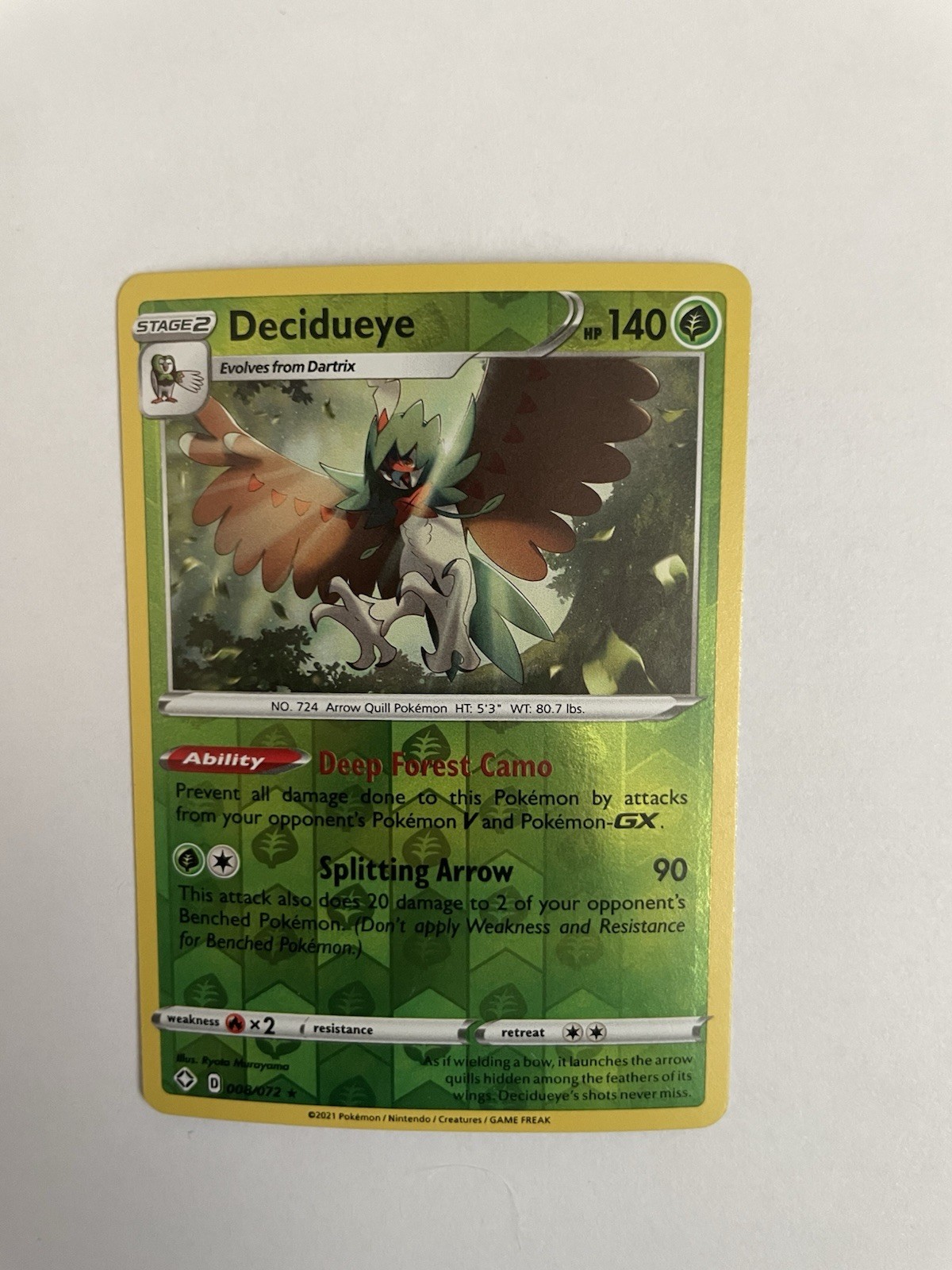 Decidueye 13/189 Darkness Ablaze Reverse Holo Rare Pokemon #DA