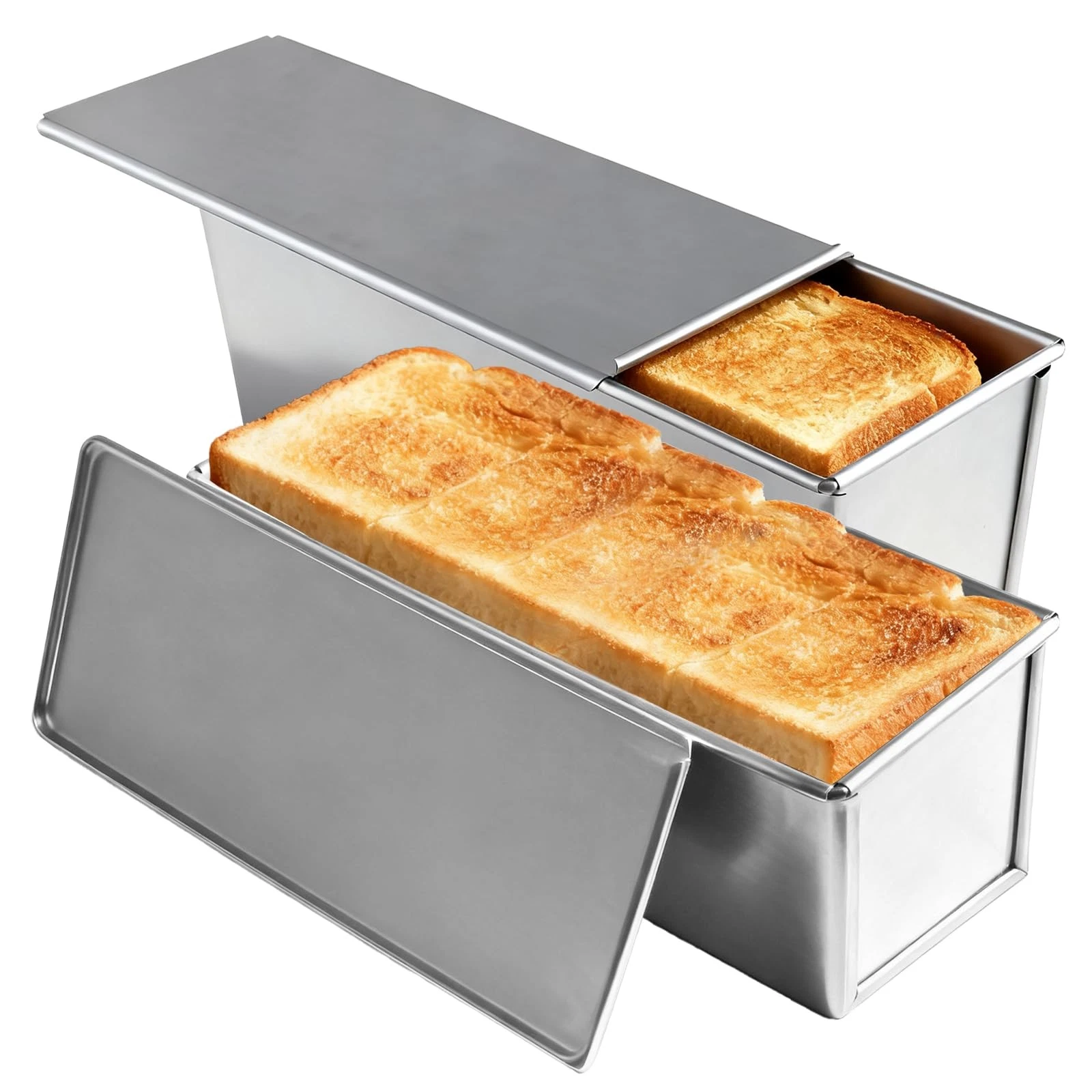 2 Pack Non-Stick Loaf Pan with Lid 11.8x3.9 Inch Large Capacity Bakeware