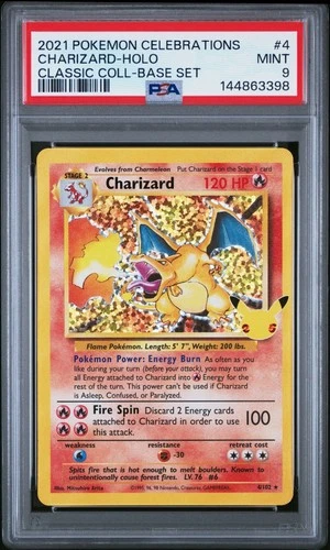 2021 Pokemon Celebrations Charizard Holo Classic Collection Base Set #4 PSA 9