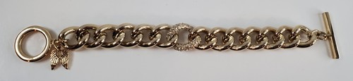 Victoria's Secret Y2k Gold Chunky Bling Rhinestone Bracelet Womens Toggle Angel