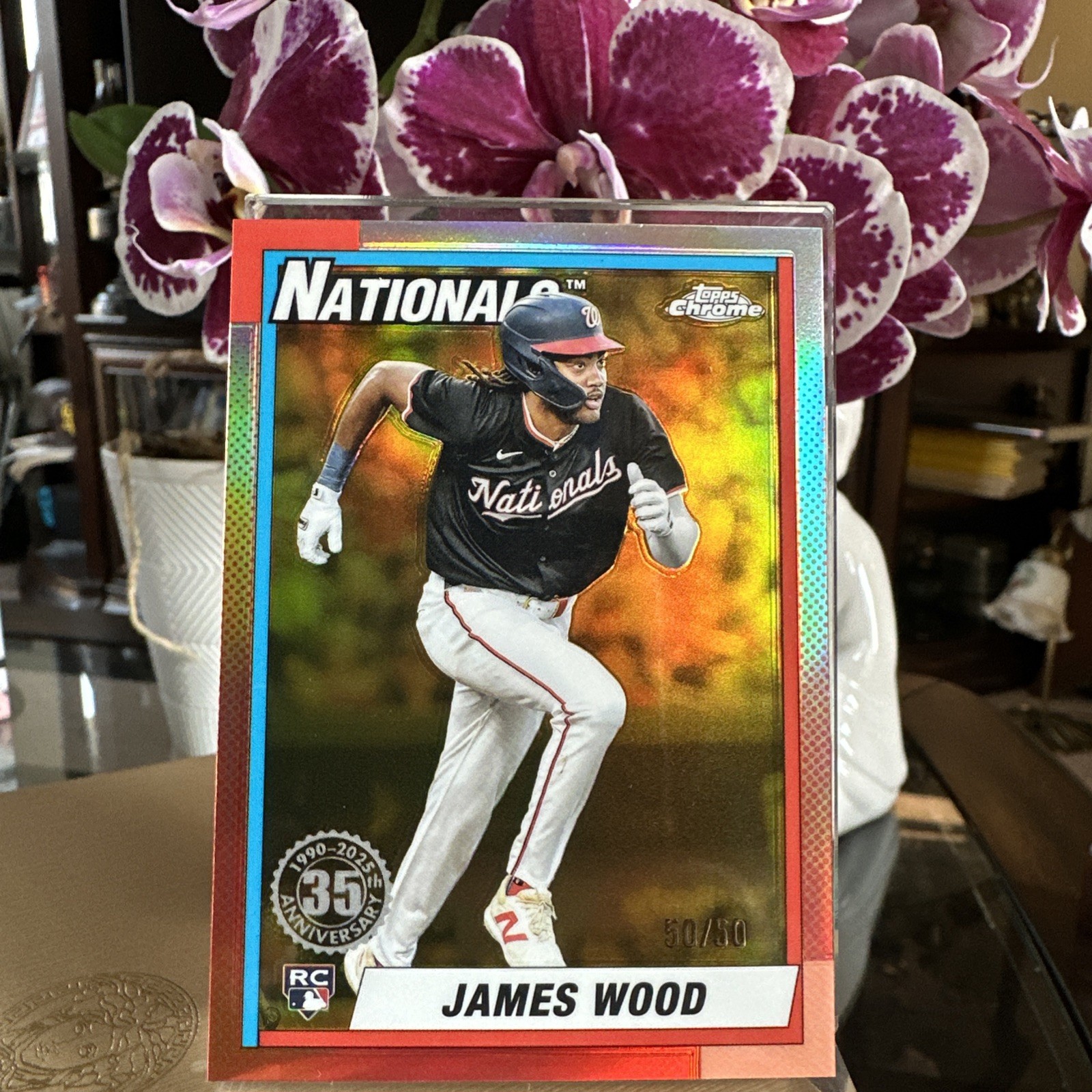 2025 Topps Chrome James Wood 35th #90CB-15 Rookie GOLD Refractor RC 50/50#.  1/1