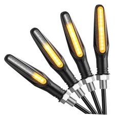 4 PCS 12LEDs Motorcycle Indicators Amber, 12V Flowing Turn Signal Lights,