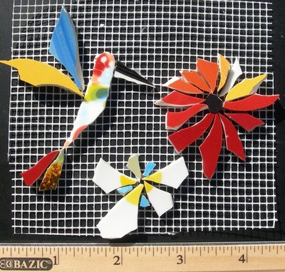 Hummingbirds & Daisy Mosaic Tile Variations On Mesh For DIY Mosaic Art & Craft