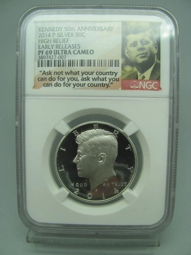 2014 P Silver High Relief Kennedy Half Dollar NGC PF 69 Ultra Cameo