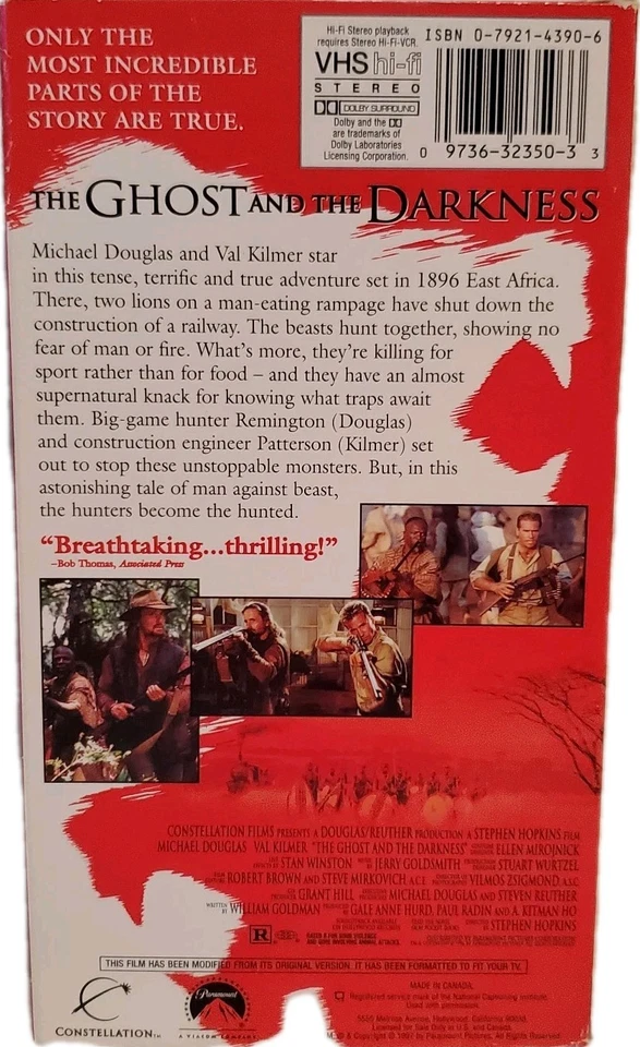 The Ghost and the Darkness (VHS, 1997) - Image 2 of 3