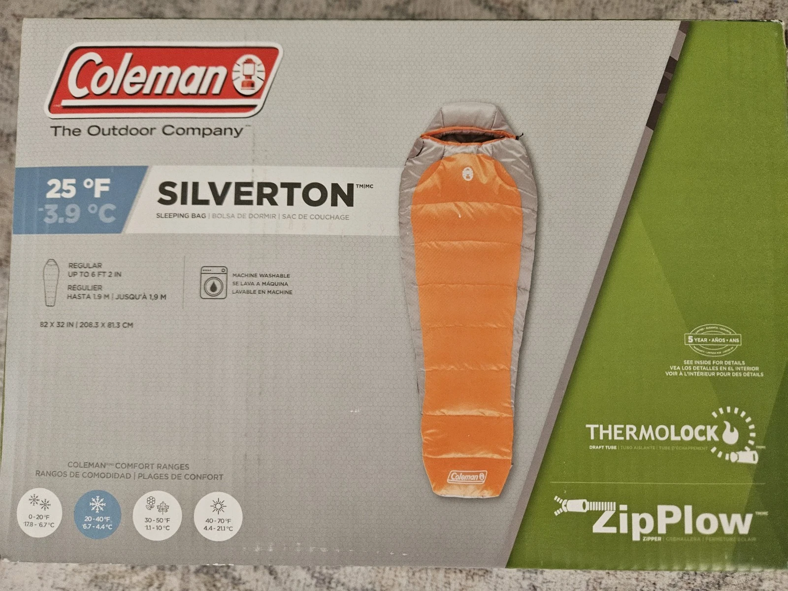 NIB Coleman Silverton Sleeping Bag Mummy Shaped Regular Size For Unisex Adult