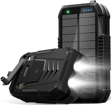 70000mAh Solar Charger Power Bank with Hand Crank, 22.5W Fast Charge Heavy Duty