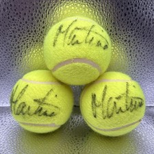 3 Martina Navratilova Signed Virginia Slums Women's Tennis Autograph Balls HOF