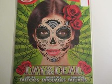 HALLOWEEN DAY OF THE DEAD GLITTER COSTUME FACE TATTOOS 2 PC SET