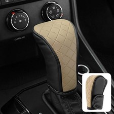 Gear Shifter Cover Stick Shift Knob Cover, Diamond PU Leather Anti Blac  Beige