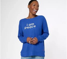 Peace Love World Comfy Affirmation Pullover, Ocean Blue XX-Small A607772