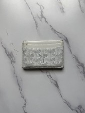 Goyard White Goyardine Chevron Card Holder Slim Card Case Wallet