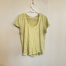 Anthropologie Pilcro Lime Green Yellow Heathered Knit Cotton Scoop Neck Tee XL