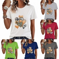 Women 100 Cotton Crew Neck Tee Basic Short Sleeve T-Shirt Top USA SELLER 9