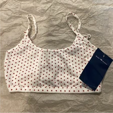 Brandy Melville White Top with Red Accents – NWT – One Size (XS approx)