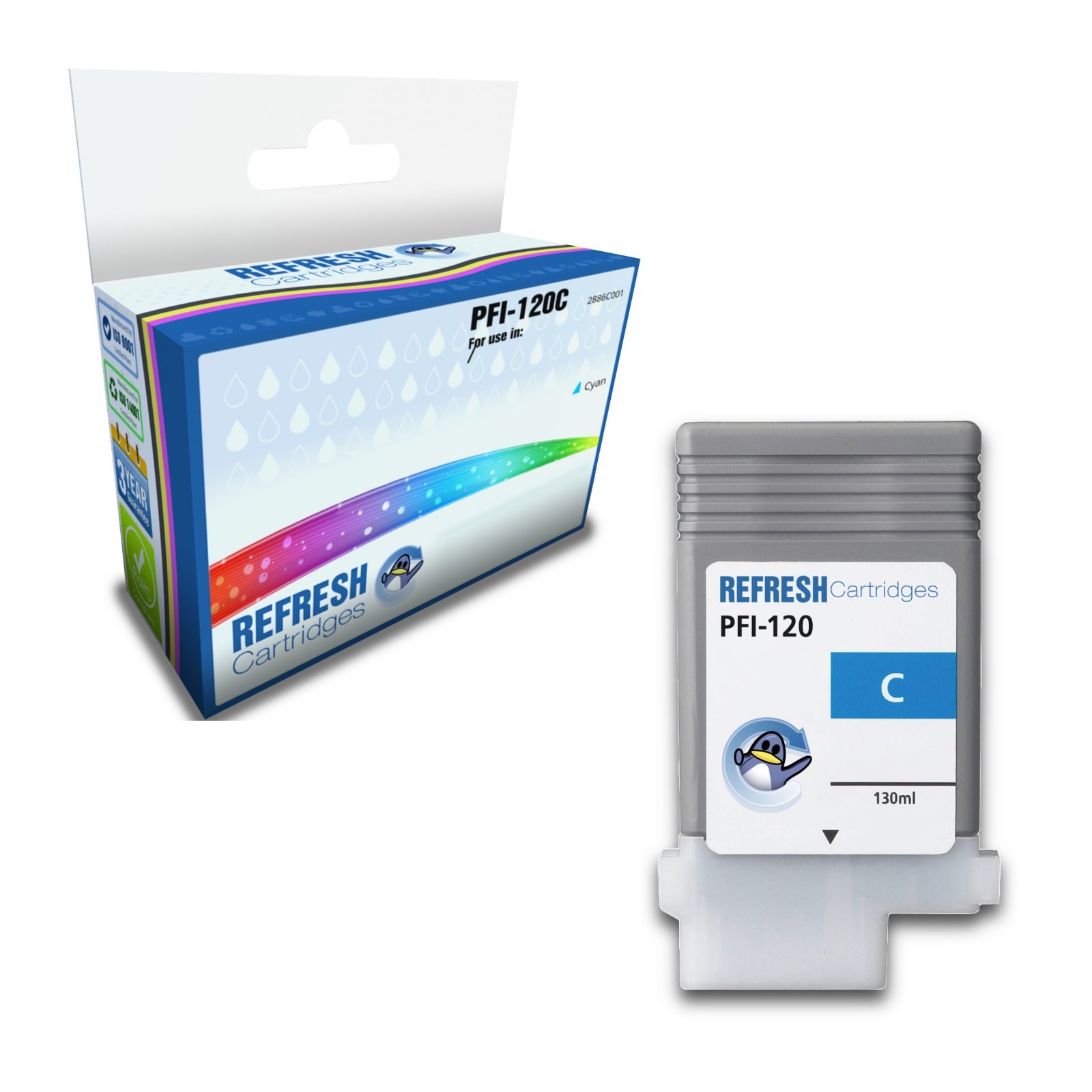 Refresh Cartridges Cyan PFI-120C Ink Compatible With Canon Printers
