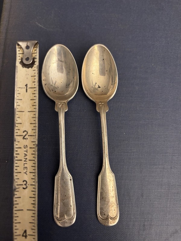 Antique Towle Sterling Small Demitasse Spoons 3.75" Fiddle Thread Pair 33g