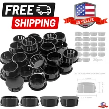 30 Pcs 25mm 1" Black Hole Plugs, Plastic Flush Type Panel Fastener Cover, Rou...