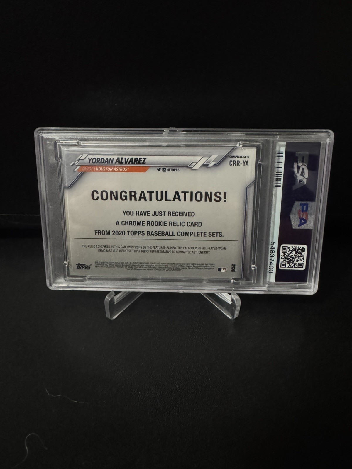 2020 Topps Chrome Complete Set Yordan Alvarez PSA 9 Mint RC Relic Free Shipping view 3