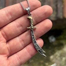 Collana Zulfiqar da uomo in argento sterling 925, collana spada araba in argento