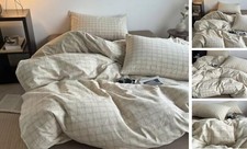  Poszewka na kołdrę królowa pełna/królowa (1 poszewka na kołdrę + 2 shams na poduszki) beżowa gingham