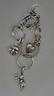 VTG. Sterling Silver Charm Multi Ring Holder Moon Heart Floral Pendant 2.75”