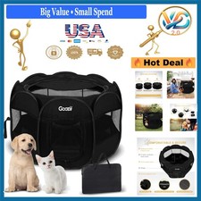Small Black Foldable Cat Dog Playpen Indoor Outdoor Portable Enclosed