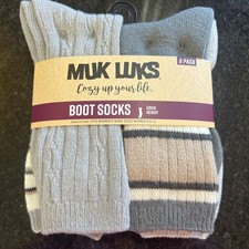 Muk Luks Womans Cozy Boot Socks 6 Pack Size 6-11 Gray/Multicolor