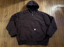 Cappotto uomo Carhartt 104050-DKB marrone tela trapuntato foderato con cappuccio 3XL