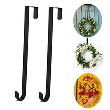 15in Wreath Hangers for Front Door 2 Pack - Metal Long 15inch Metal Hook-Black
