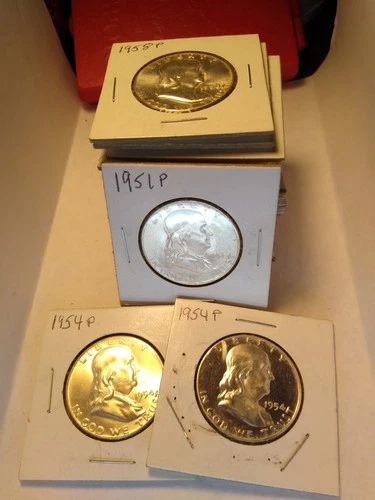 Roll 20 Franklin Silver Half Dollars - Dates From 40s, 50s, 60s ALL UNC/BU