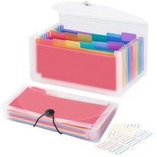 13 Pocket A6 Receipt Organizer, 2 Pack Small Accordion File Organizer, Clear