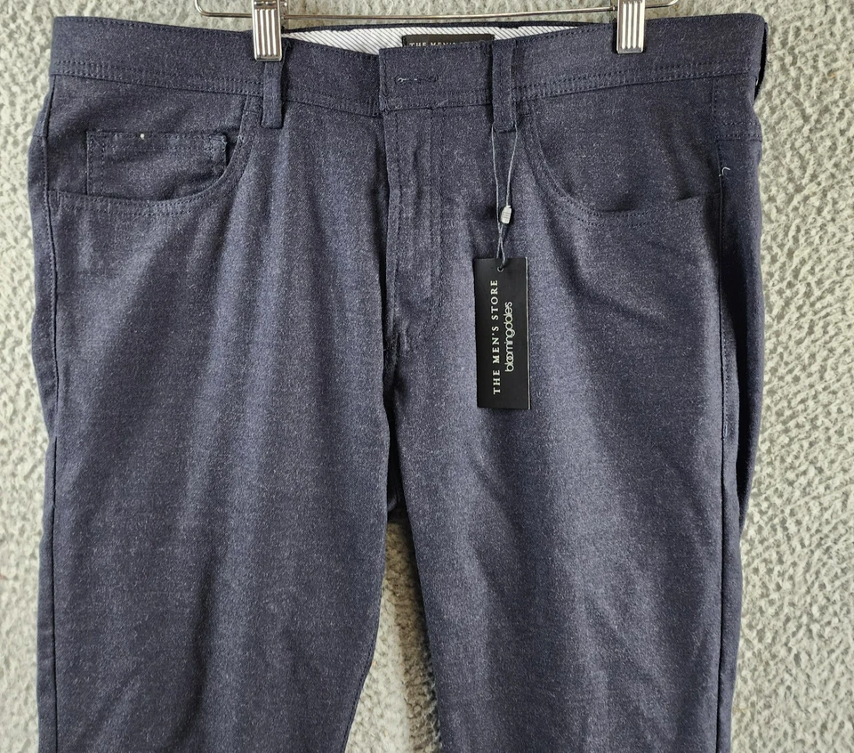 The Men's Store at Bloomingdale's Flannel Tailored Fit Pants Men's 34Wx34L Navy - Image 3 of 4