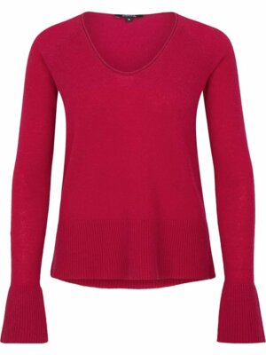 COMMA JUMPER CASHMERE WOOL FINE KNIT BURGUNDY STATEMENT SLEEVES 42 L NEW!!!