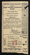 Chicago Tarre Haute Southeastern Railroad / USRA* 1922 Ticket #10558