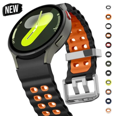 No Gaps Sports Two-Tone Silicone Strap Marine Band For Samsung Galaxy Watch 7654