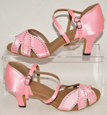 NEW Lady's Pink size 8.5 Dance Shoes with 2.5" Heel Chromium Suede Outer Soles
