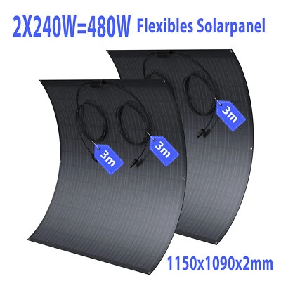 LIONSHEE 480W Flexibel Solarmodul Solarpanel Monokristallin für Wohnmobil Balkonkraftwerk