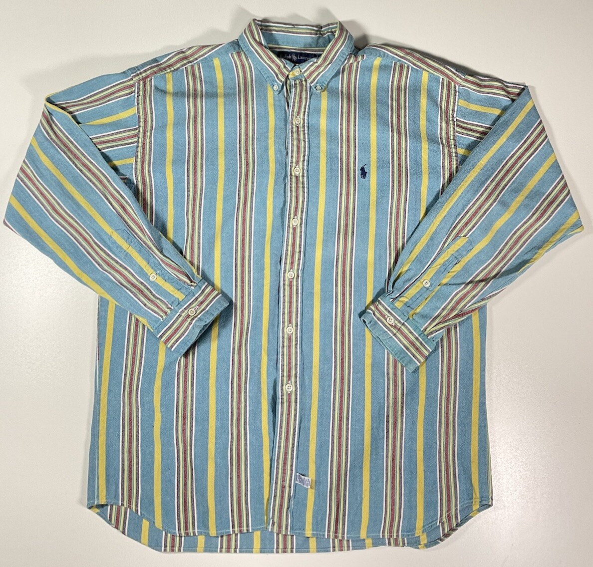 トップス 90s Polo by Ralph Lauren The Big Shirt Vintage Ralph Lauren The Big Shirt Sz XL Multicolor Striped Thick