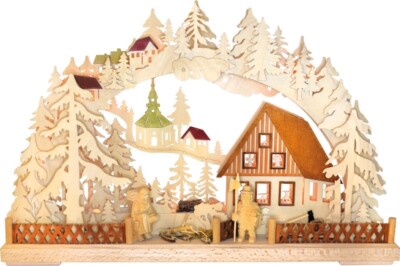 Erzgebirge Ratags Doppelschwibbogen Holzkunst   Handgefertigte Weihnachtsdeko