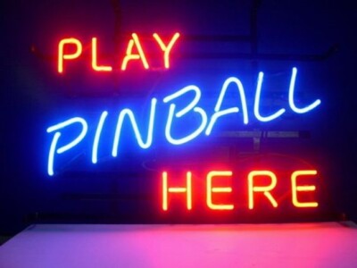 17''x14'' Play Pinball Here Neon Sign Lamp Beer Light Artwork Glass Decor Z242