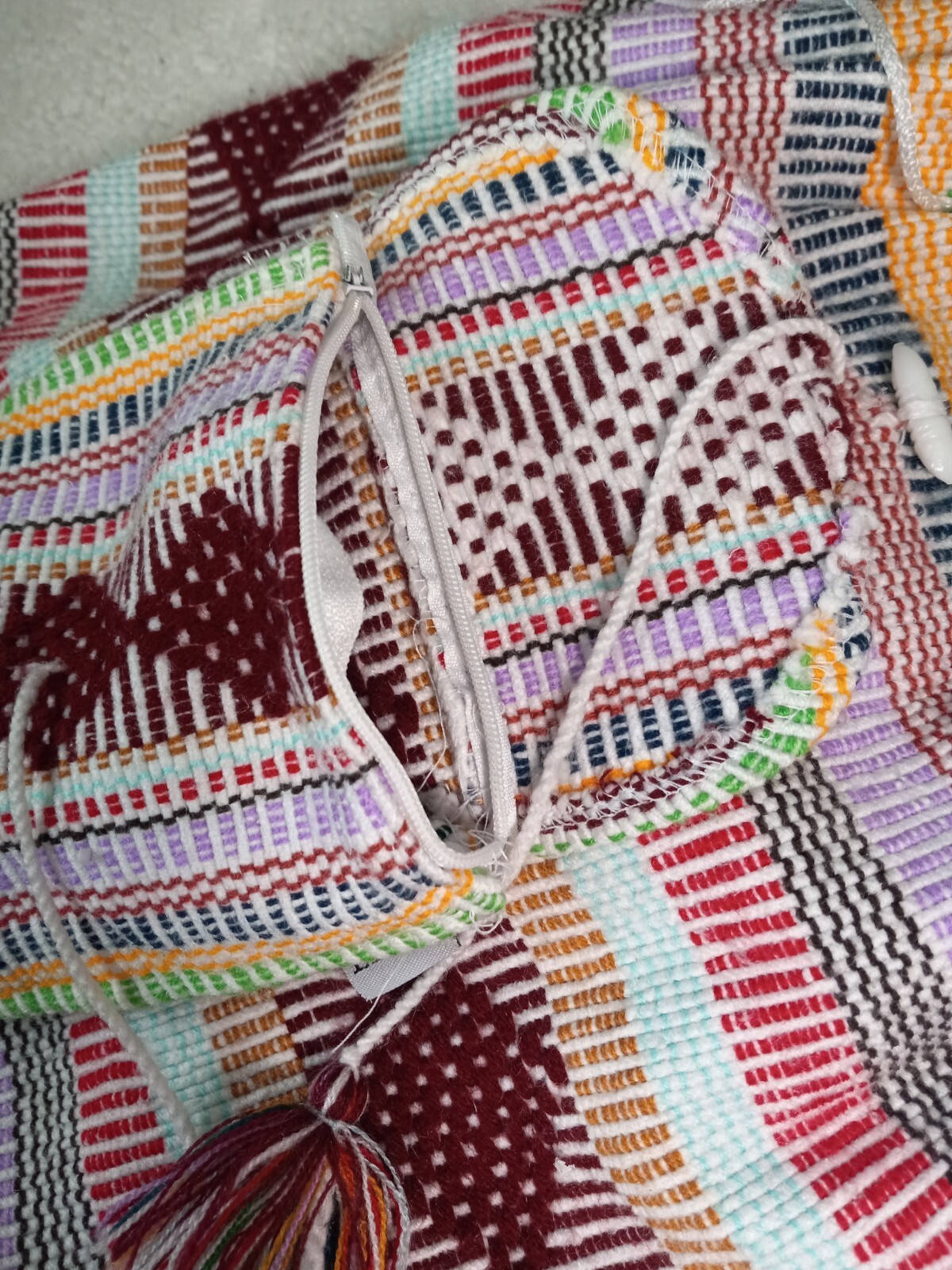 Lillo Woven Textile Back Pack Multi Colored Draw … - image 6