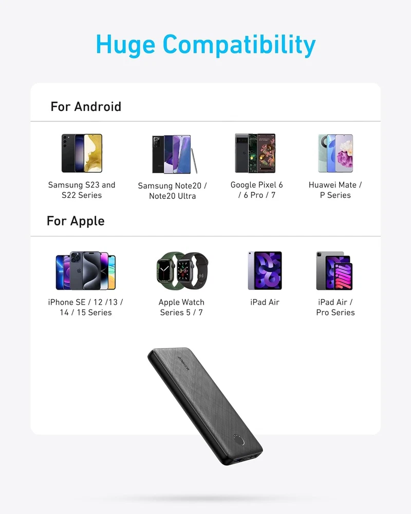 Compact 10,000mAh Power Bank - PowerCore 10K Portable Charger for Travel