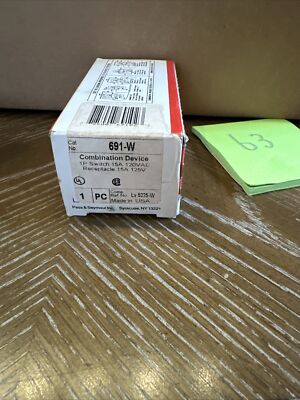 691-W P&S COMBINATION DEVICE 1P SWITCH 15A 120VAC RECEPTACLE 15A 125V