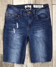 Indigo Rein Cut Off Skinny Jean Shorts Size 3 Blue Denim Low Rise 25  Waist