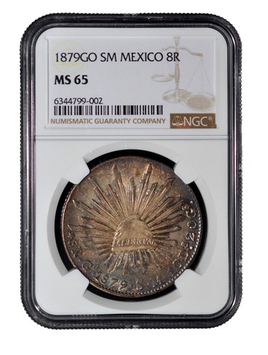 1879-MO MH NGC AU55 | REPUBLIC of MEXICO - Silver Eight Reales 8R