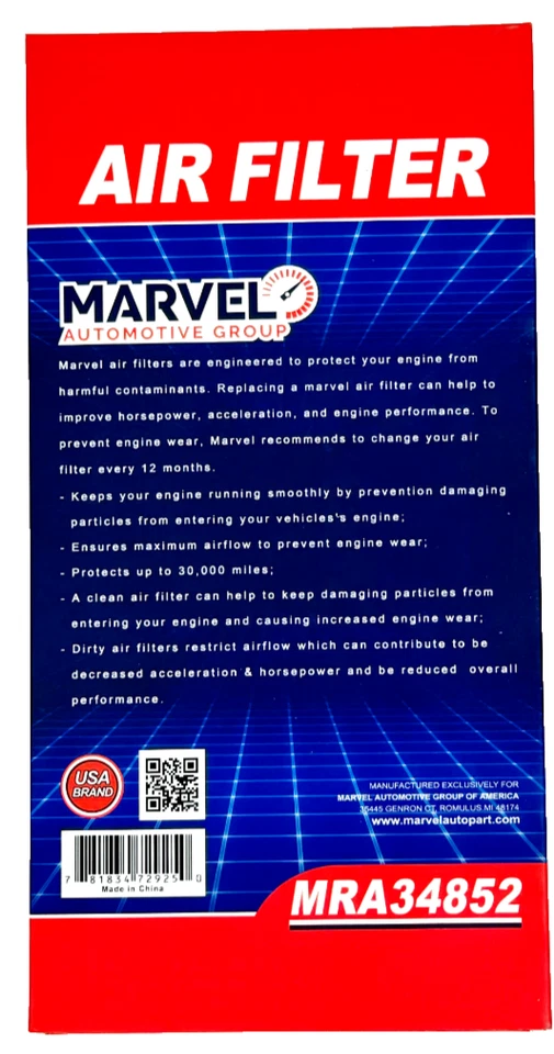 Filtro de aire Marvel MRA34852 (25042562) para Chevrolet Corvette 1985-1989 1997-2004 Foto 3 de 4